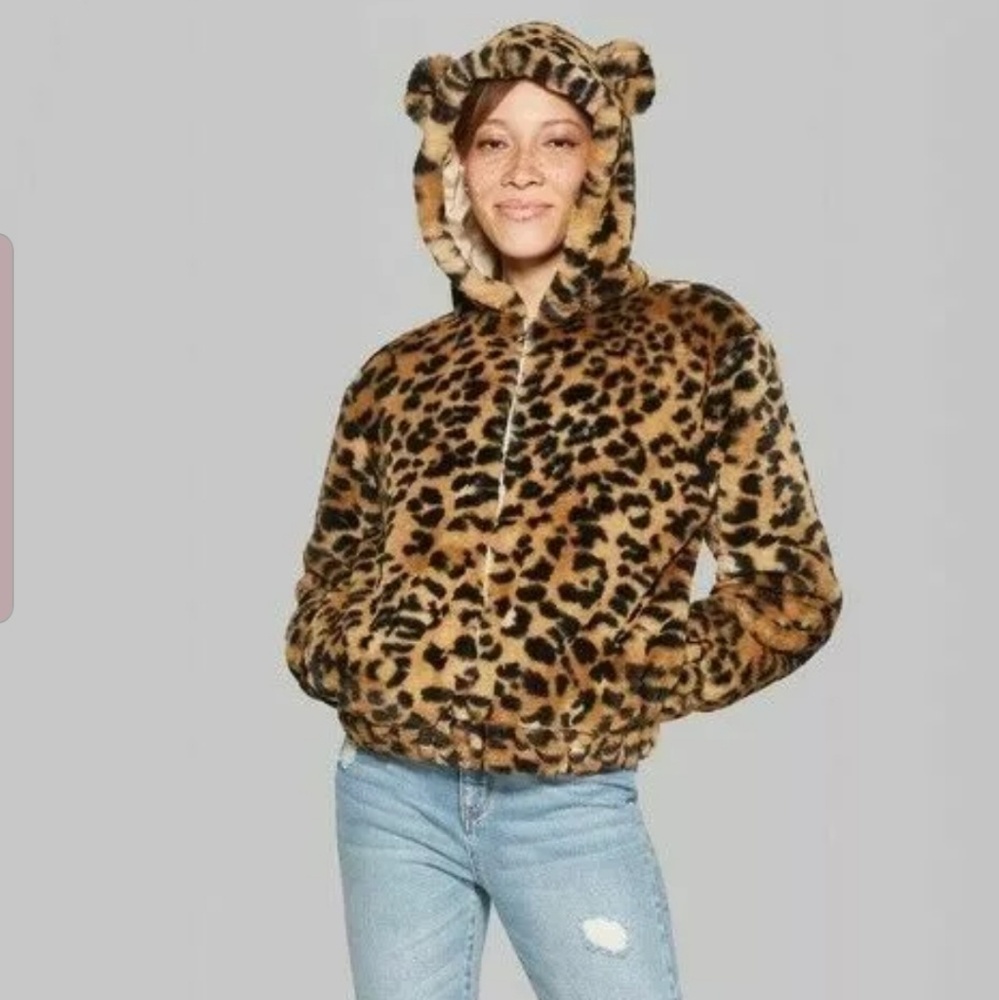 NWT Wild Fable Leopard Jacket With Ears Size Large